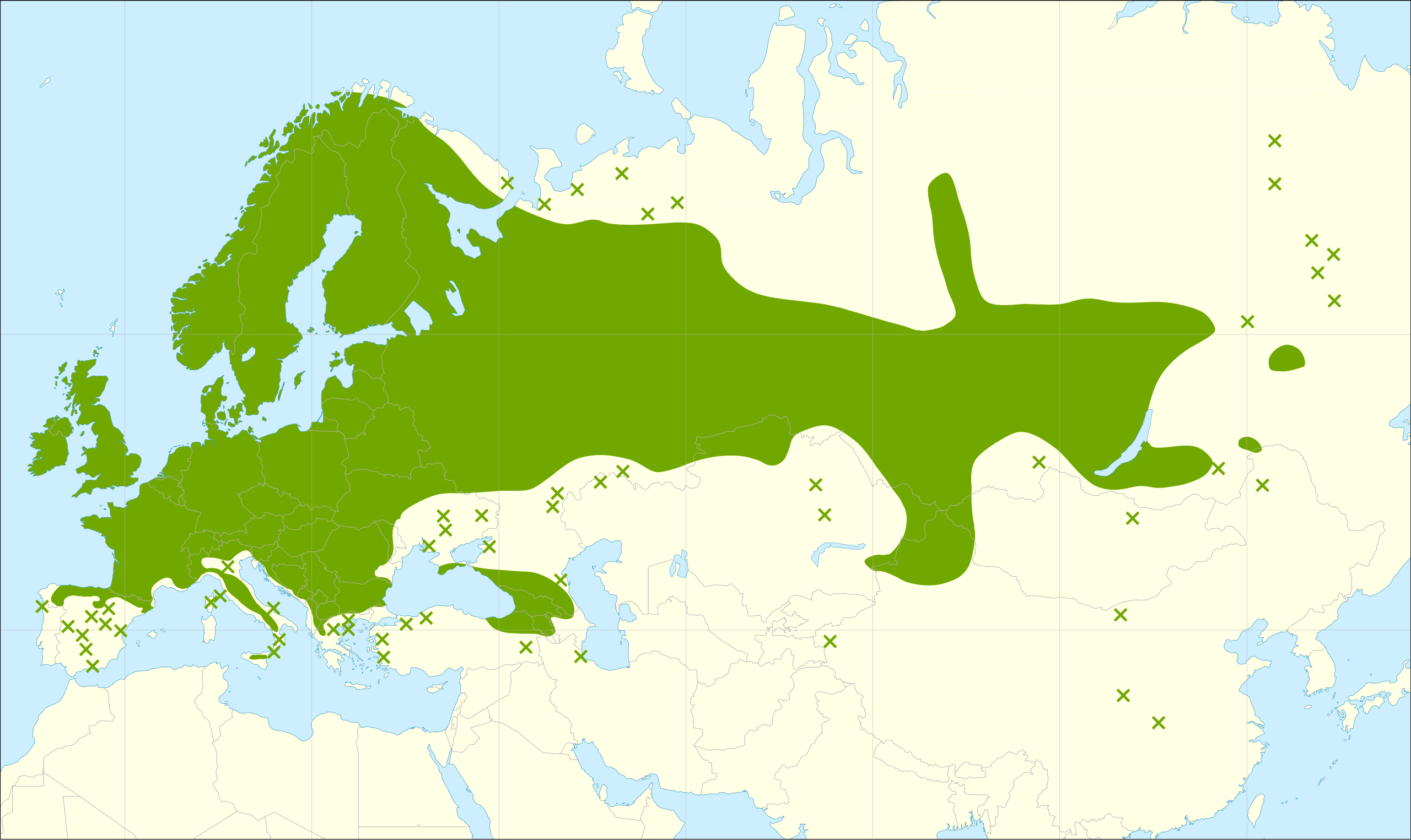 Verspreidingsgebied Salix caprea