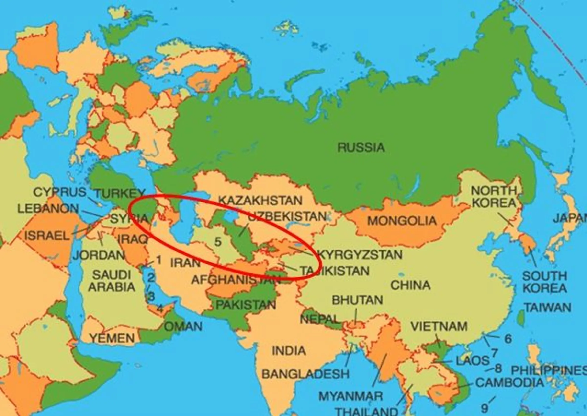 Figure 1: Probable distribution area of Lactuca altaica (red circle)
